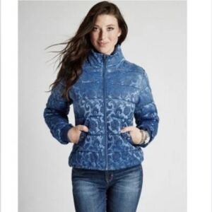 Guess Blue Patterned Women's Puffer Jacket